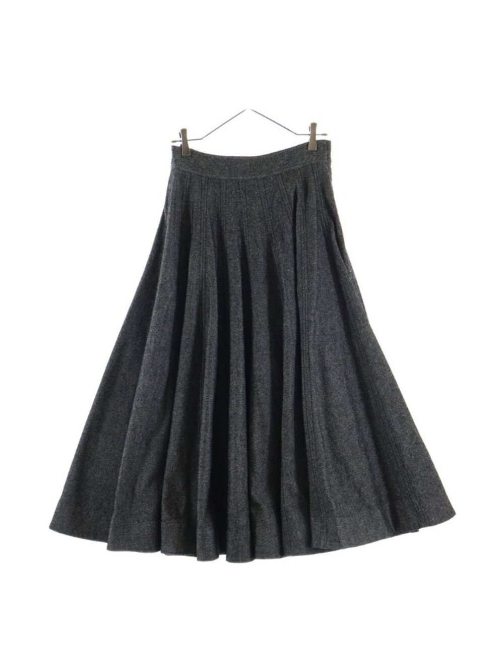 Dior Cotton Blend Twill Flare Midi Skirt Gray